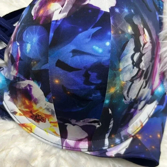 Torrid Floral In Galaxy 360 Back Smoothing Push Up Plunge XO Bra Size 40D - Picture 3 of 7